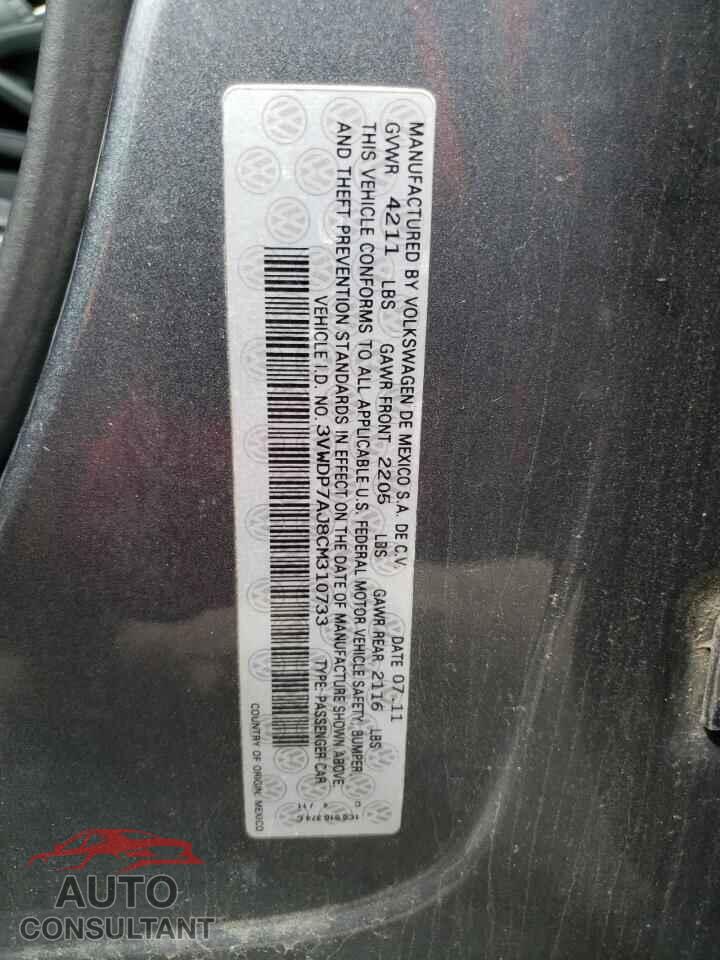 VOLKSWAGEN JETTA 2012 - 3VWDP7AJ8CM310733