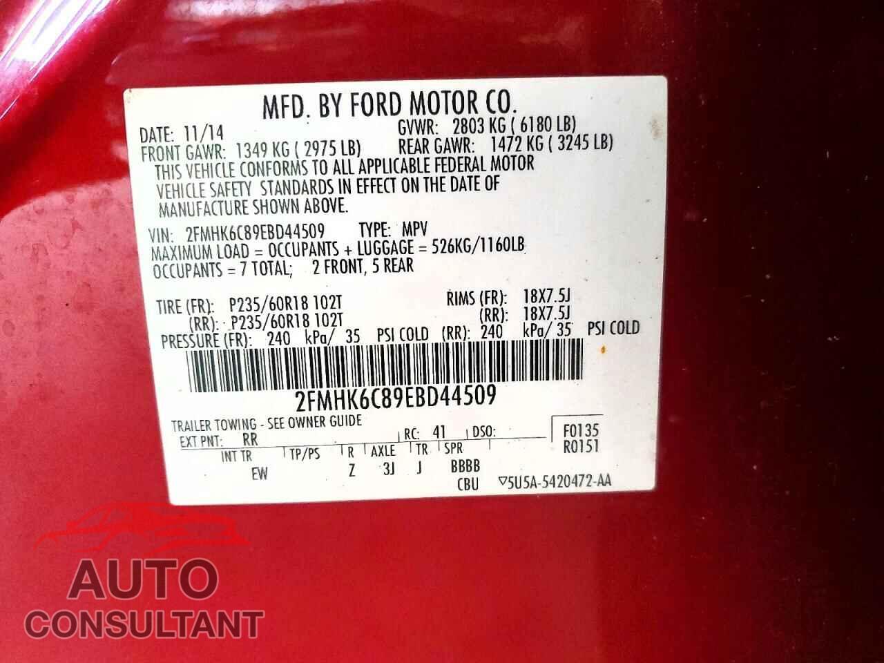 FORD FLEX 2014 - 2FMHK6C89EBD44509