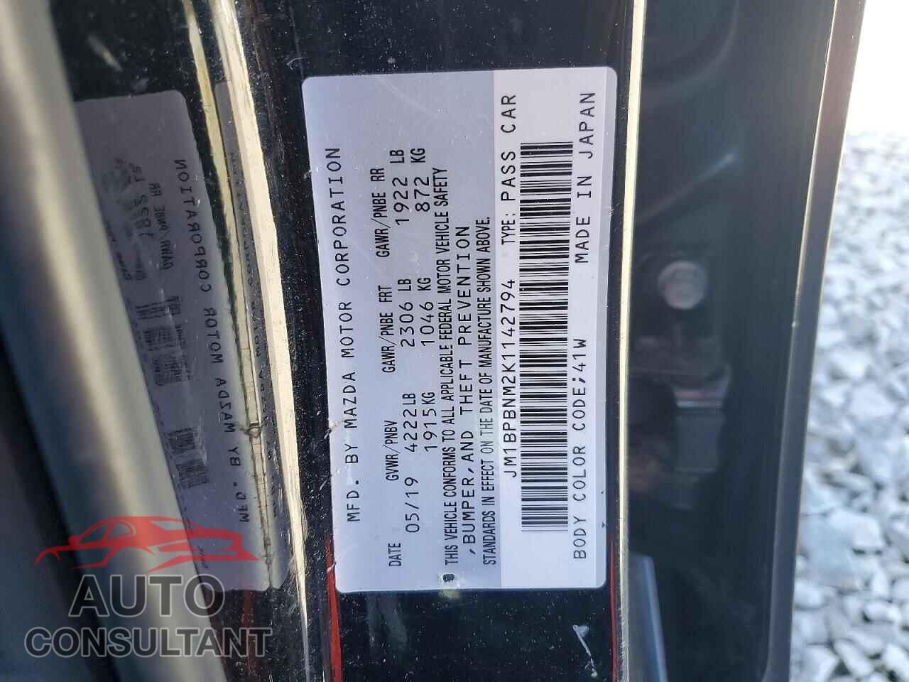 MAZDA 3 2019 - JM1BPBNM2K1142794