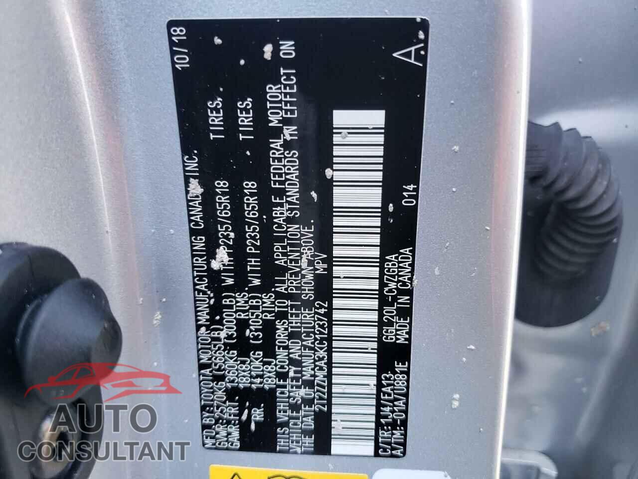 LEXUS RX350 2019 - 2T2ZZMCA3KC123742