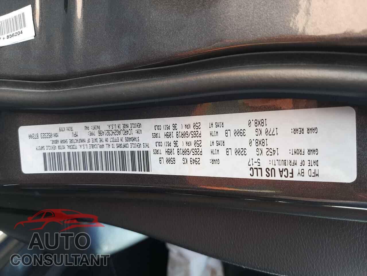 DODGE DURANGO 2017 - 1C4RDJAG2HC921496