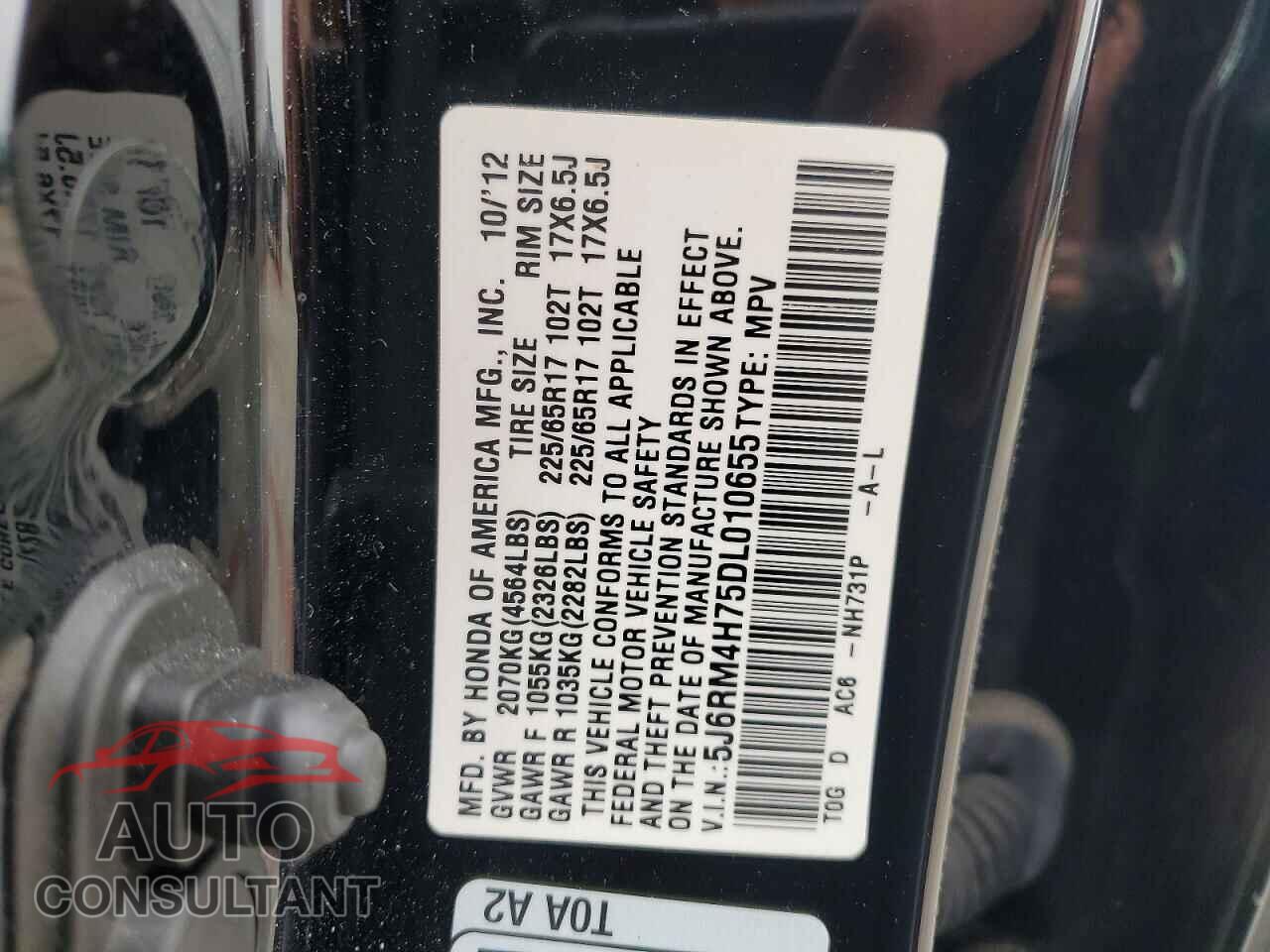 HONDA CRV 2013 - 5J6RM4H75DL010655