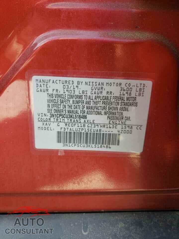 NISSAN KICKS 2019 - 3N1CP5CU3KL518486