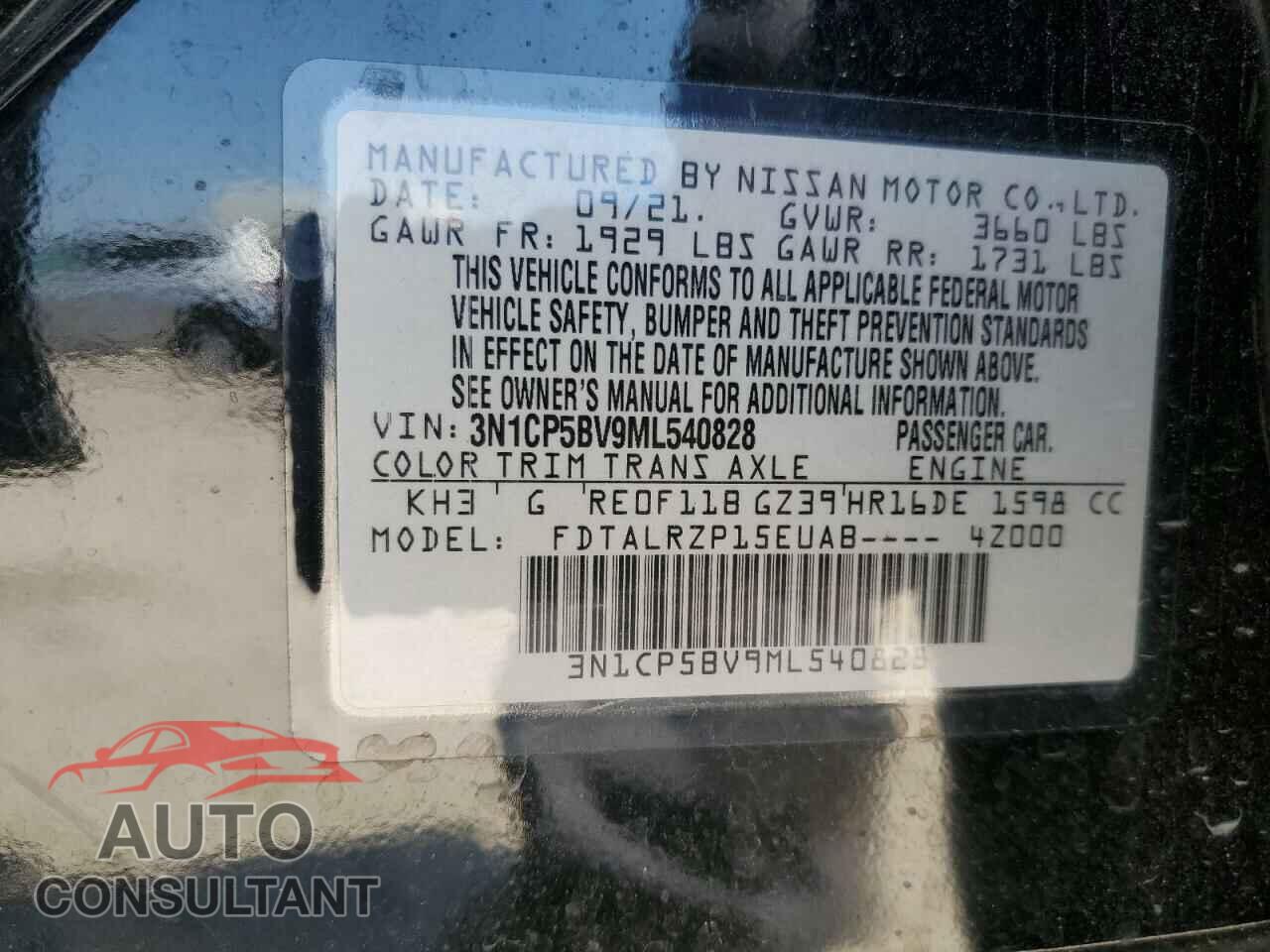 NISSAN KICKS 2021 - 3N1CP5BV9ML540828