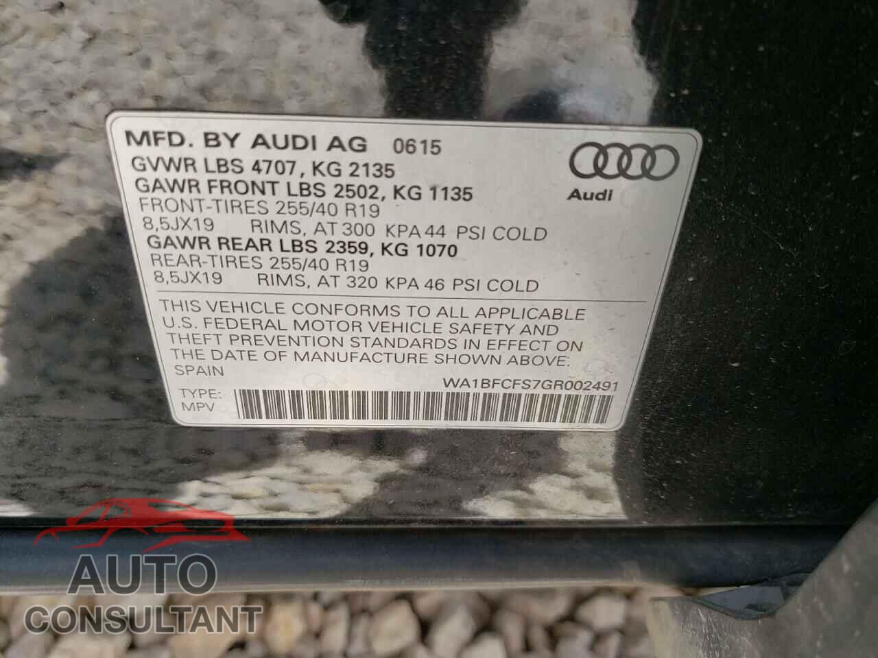 AUDI Q3 2016 - WA1BFCFS7GR002491