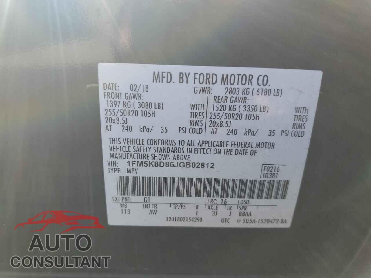 FORD EXPLORER 2018 - 1FM5K8D86JGB02812