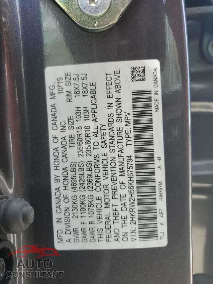 HONDA CRV 2019 - 2HKRW2H56KH675794