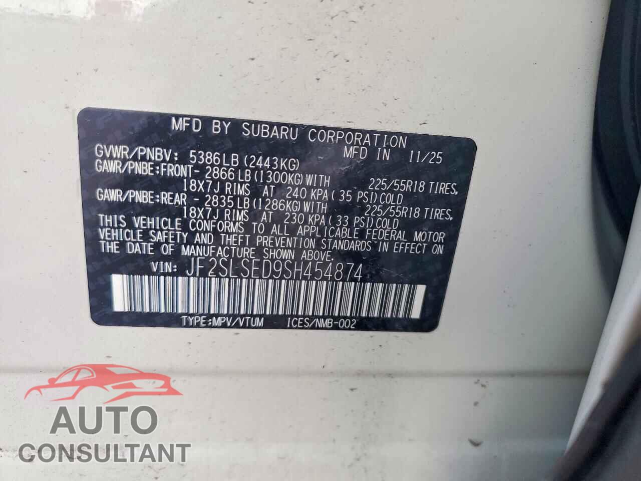 SUBARU FORESTER 2025 - JF2SLSED9SH454874