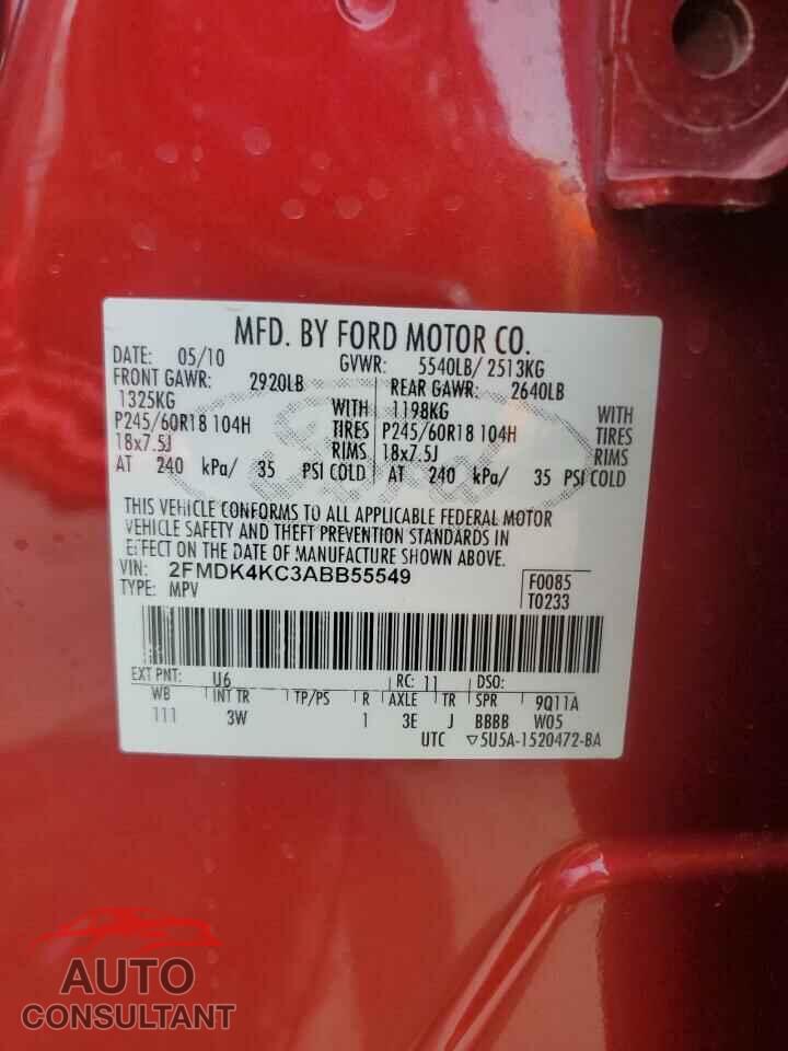 FORD EDGE 2010 - 2FMDK4KC3ABB55549