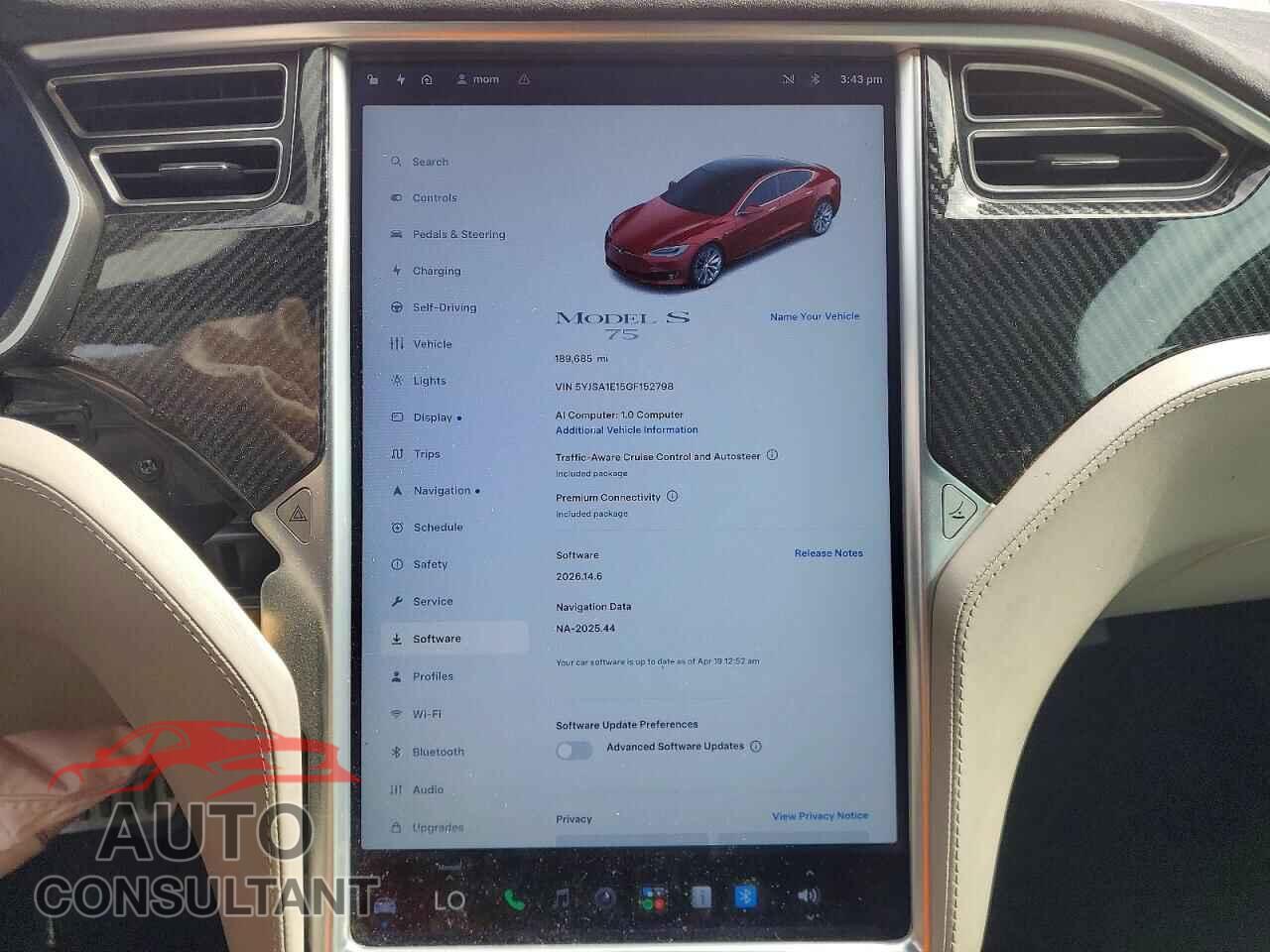 TESLA MODEL S 2016 - 5YJSA1E15GF152798