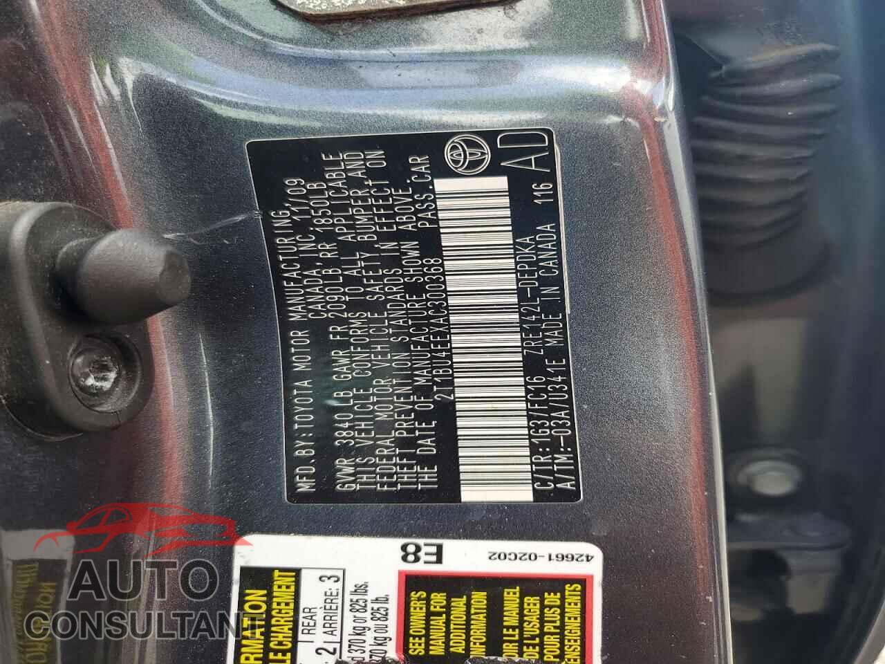 TOYOTA COROLLA 2010 - 2T1BU4EEXAC300368