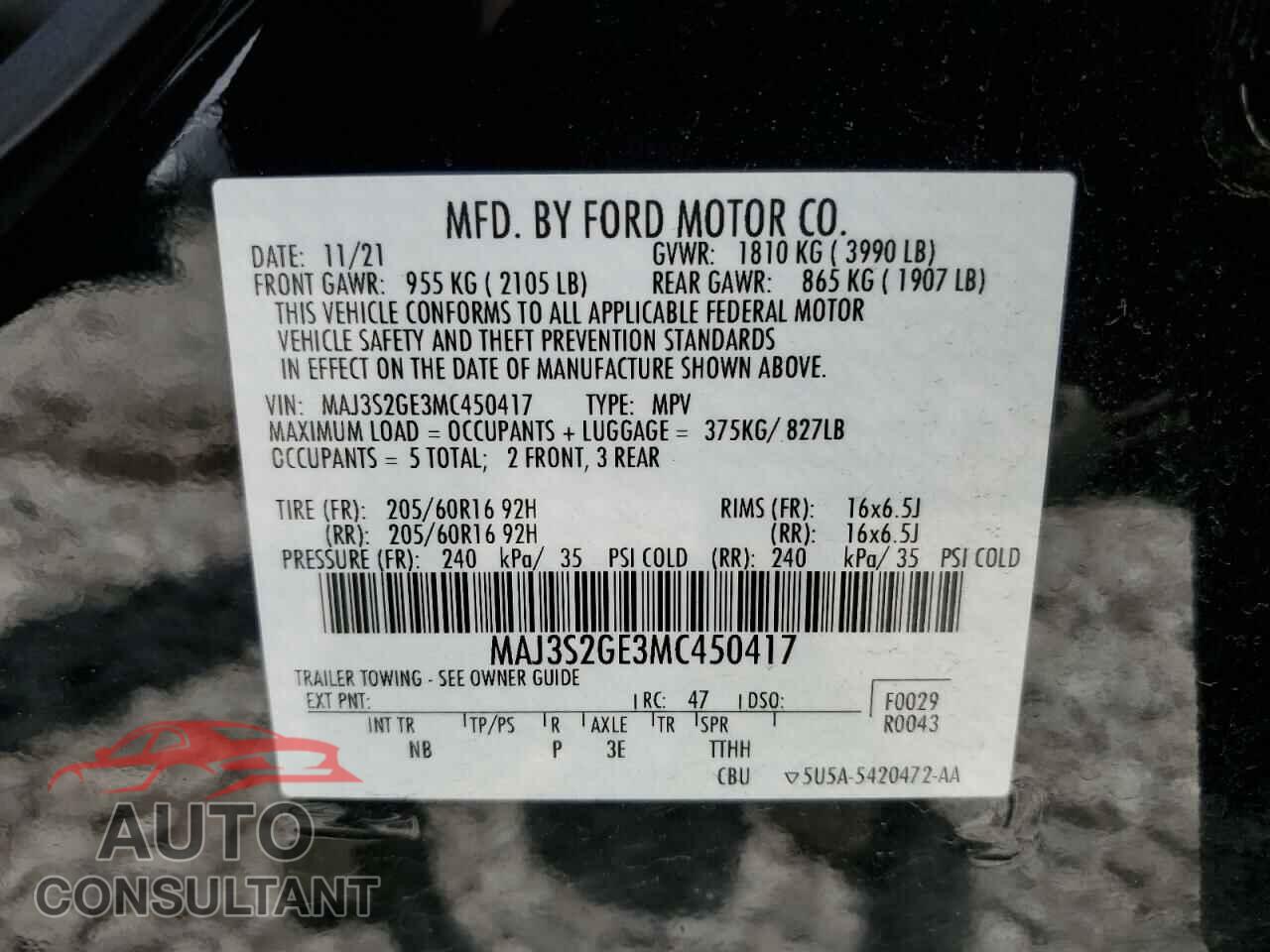 FORD ECOSPORT 2021 - MAJ3S2GE3MC450417