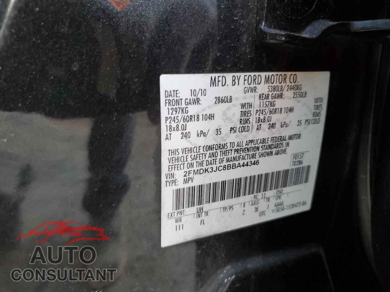 FORD EDGE 2011 - 2FMDK3JC8BBA44346