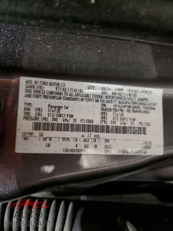 FORD FOCUS 2014 - 1FADP3K26EL302384