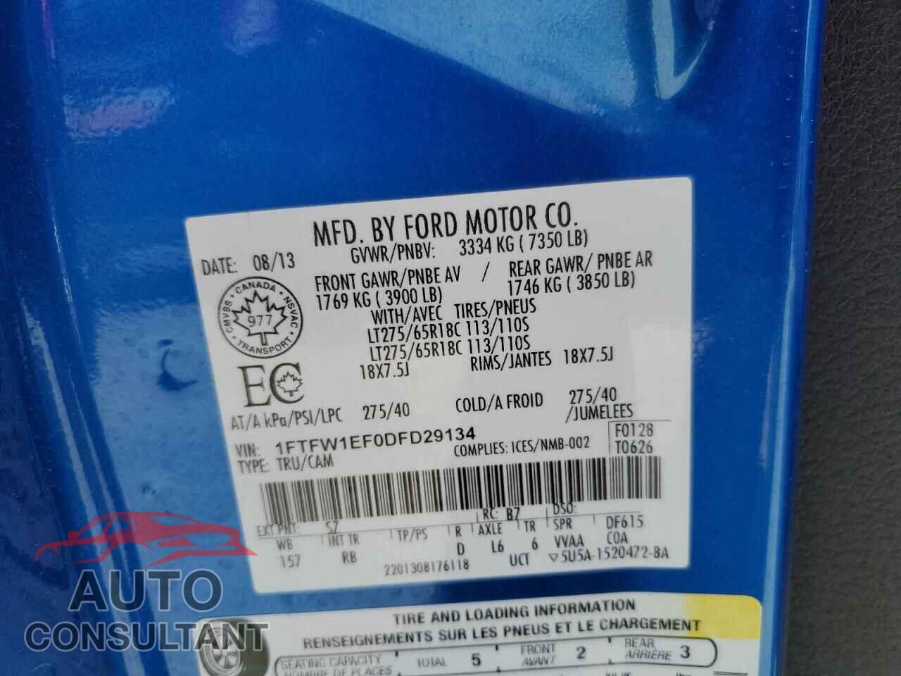 FORD F-150 2013 - 1FTFW1EF0DFD29134