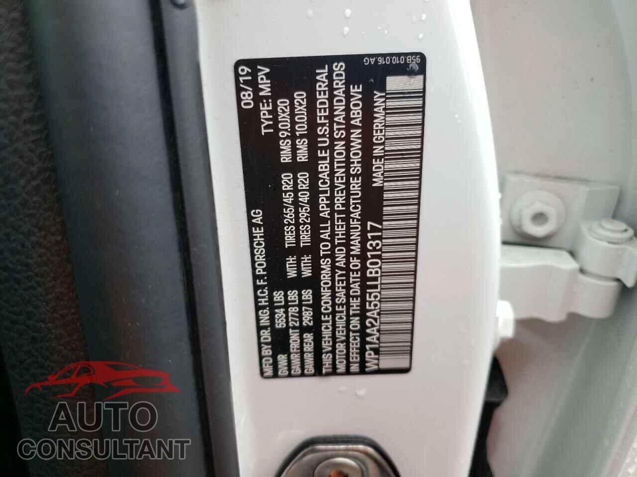 PORSCHE MACAN 2020 - WP1AA2A55LLB01317