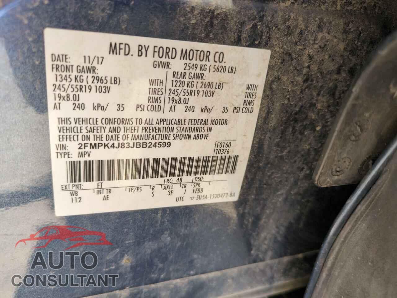 FORD EDGE 2018 - 2FMPK4J83JBB24599