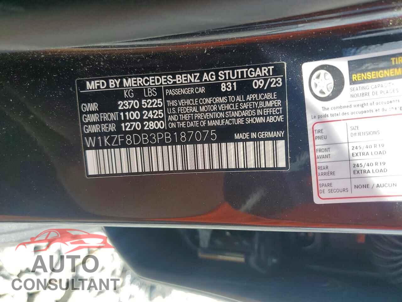 MERCEDES-BENZ E-CLASS 2023 - W1KZF8DB3PB187075