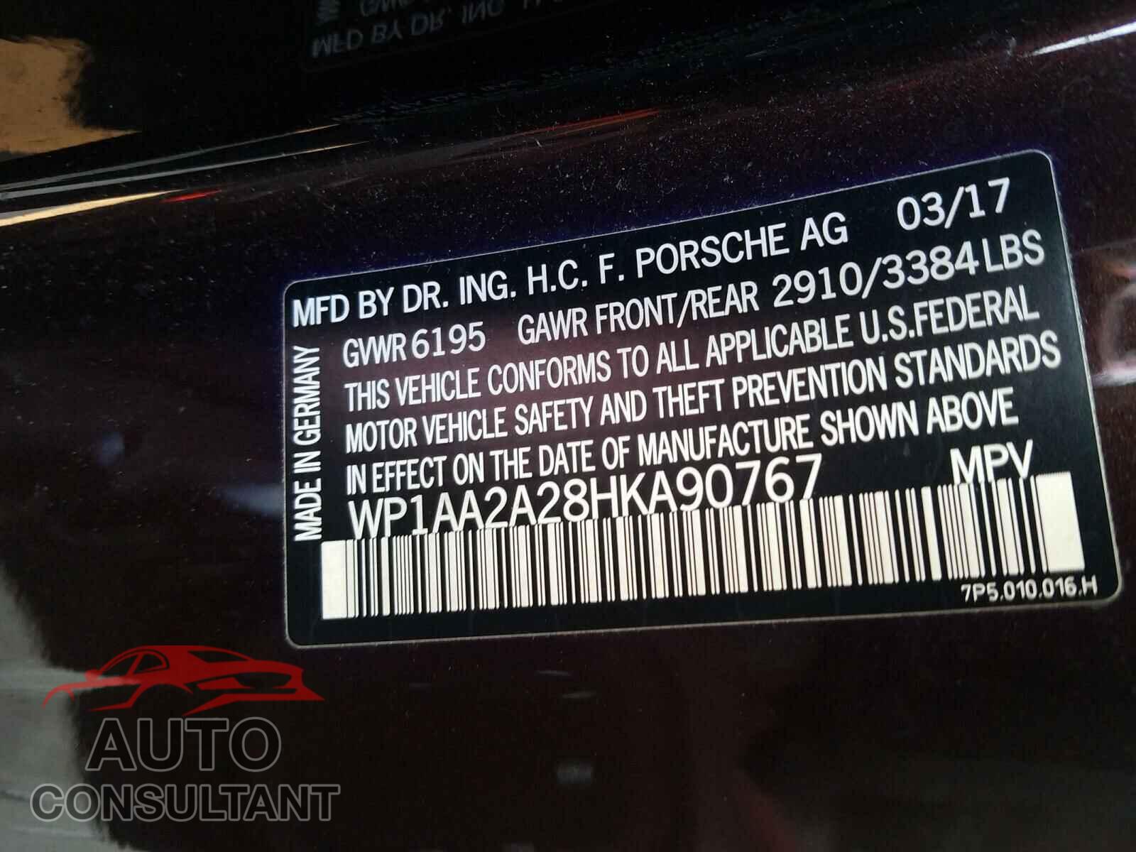 PORSCHE CAYENNE 2017 - WP1AA2A28HKA90767