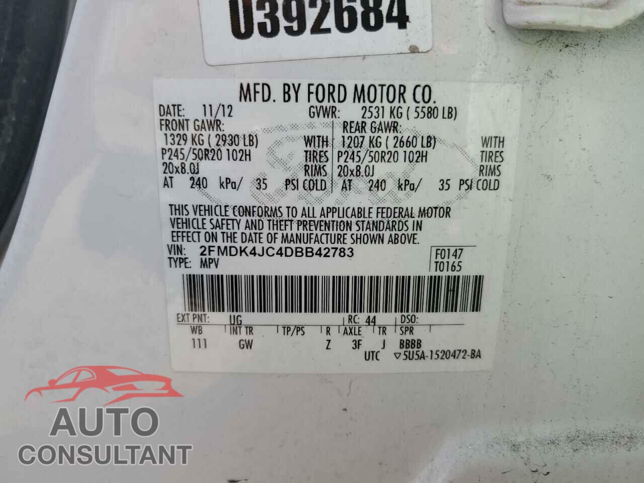 FORD EDGE 2013 - 2FMDK4JC4DBB42783