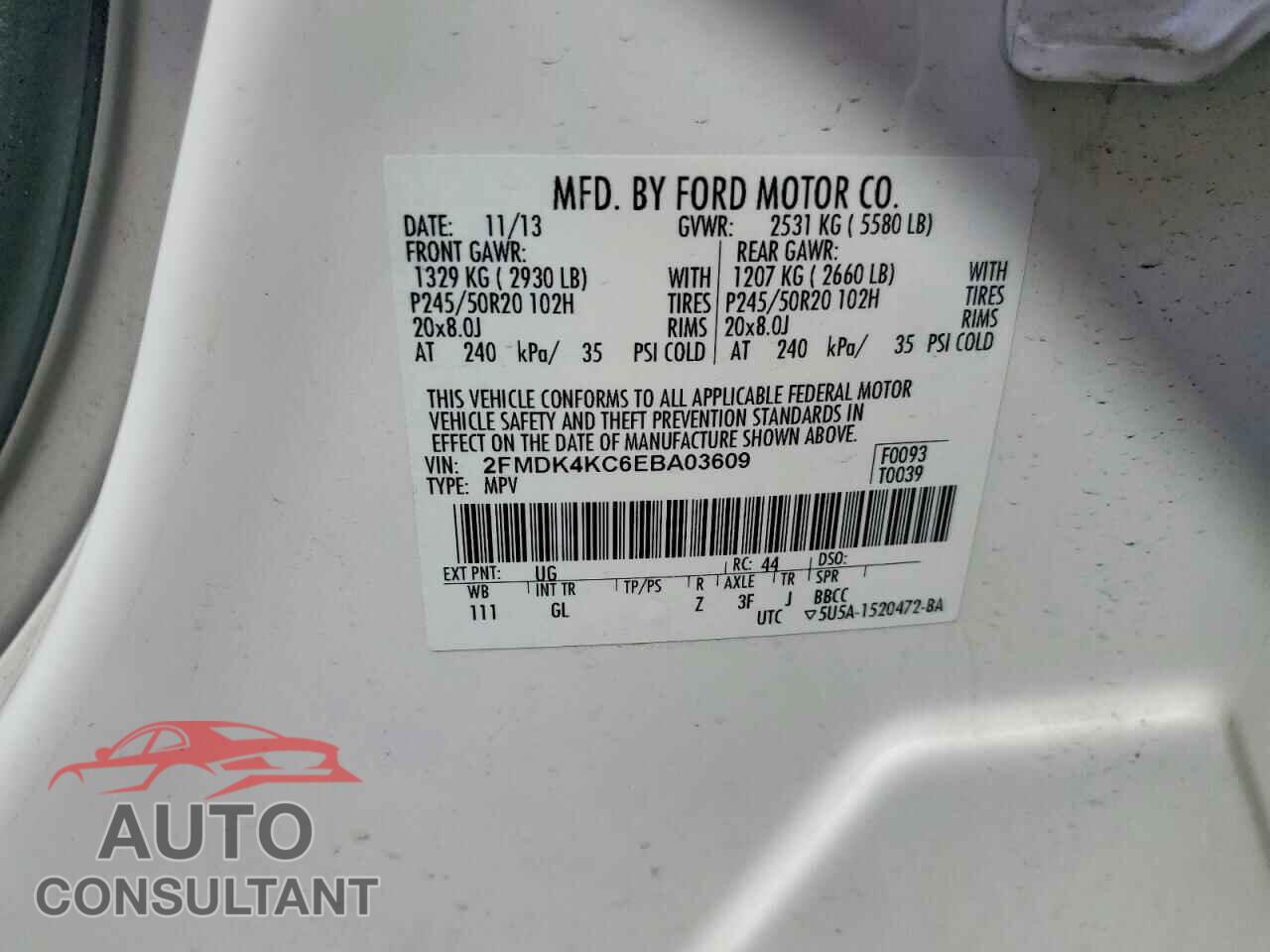 FORD EDGE 2014 - 2FMDK4KC6EBA03609