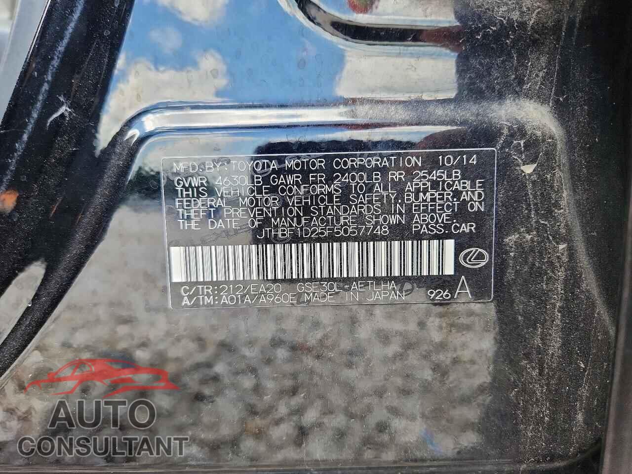 LEXUS IS 2015 - JTHBF1D25F5057748