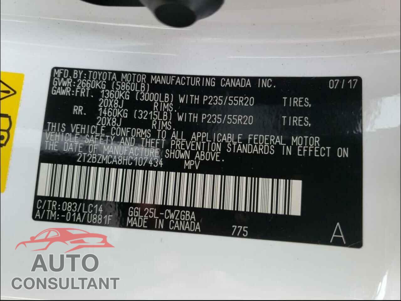 LEXUS RX350 2017 - 2T2BZMCA8HC107434