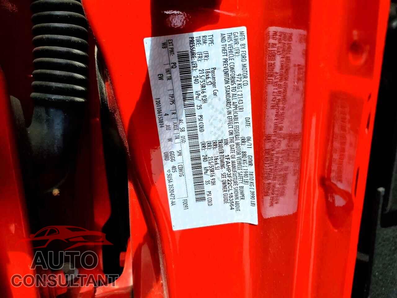 FORD FOCUS 2012 - 1FAHP3F22CL183564