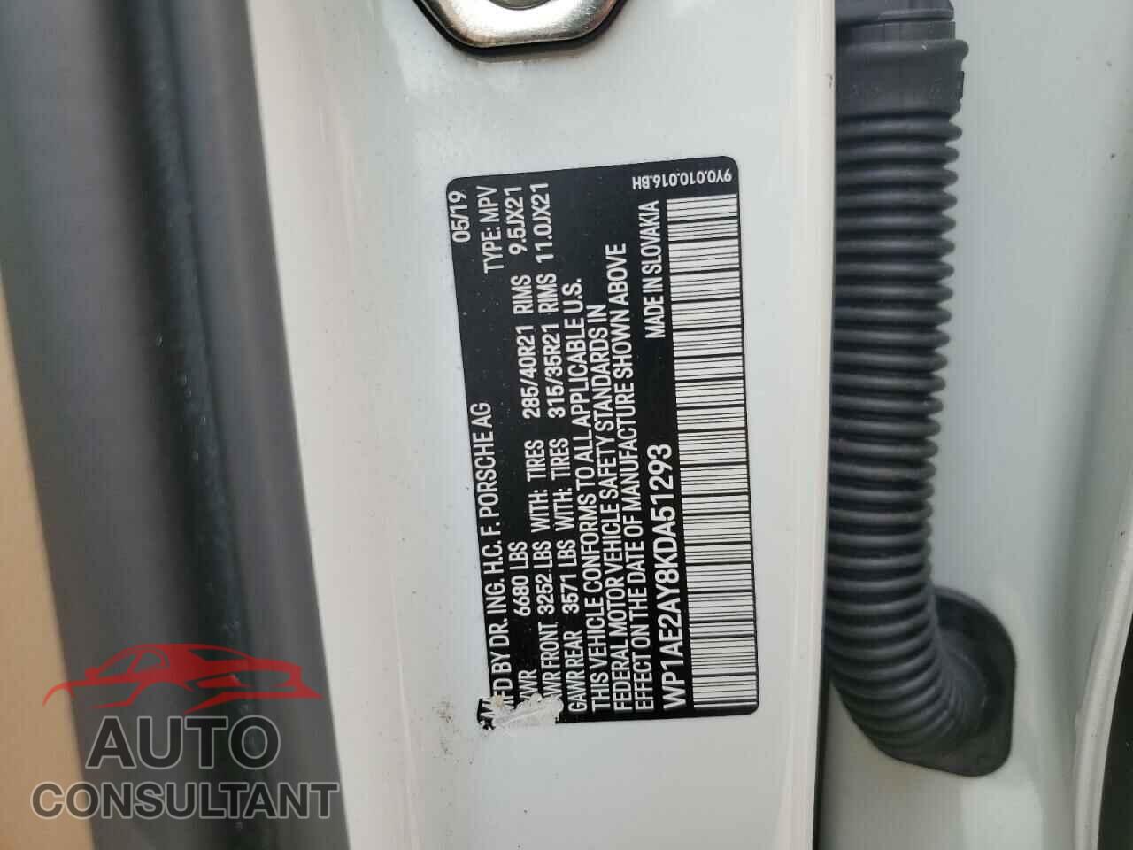 PORSCHE CAYENNE 2019 - WP1AE2AY8KDA51293