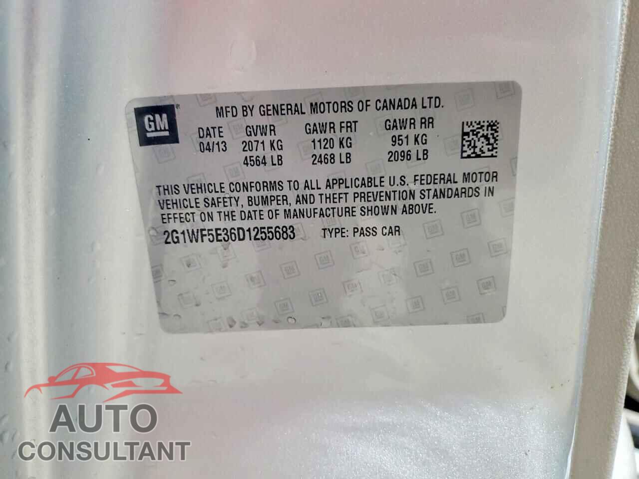 CHEVROLET IMPALA 2013 - 2G1WF5E36D1255683