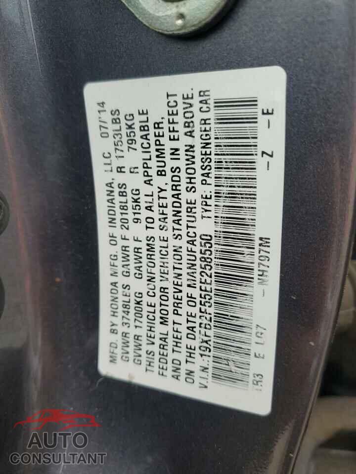 HONDA CIVIC 2014 - 19XFB2F55EE258550