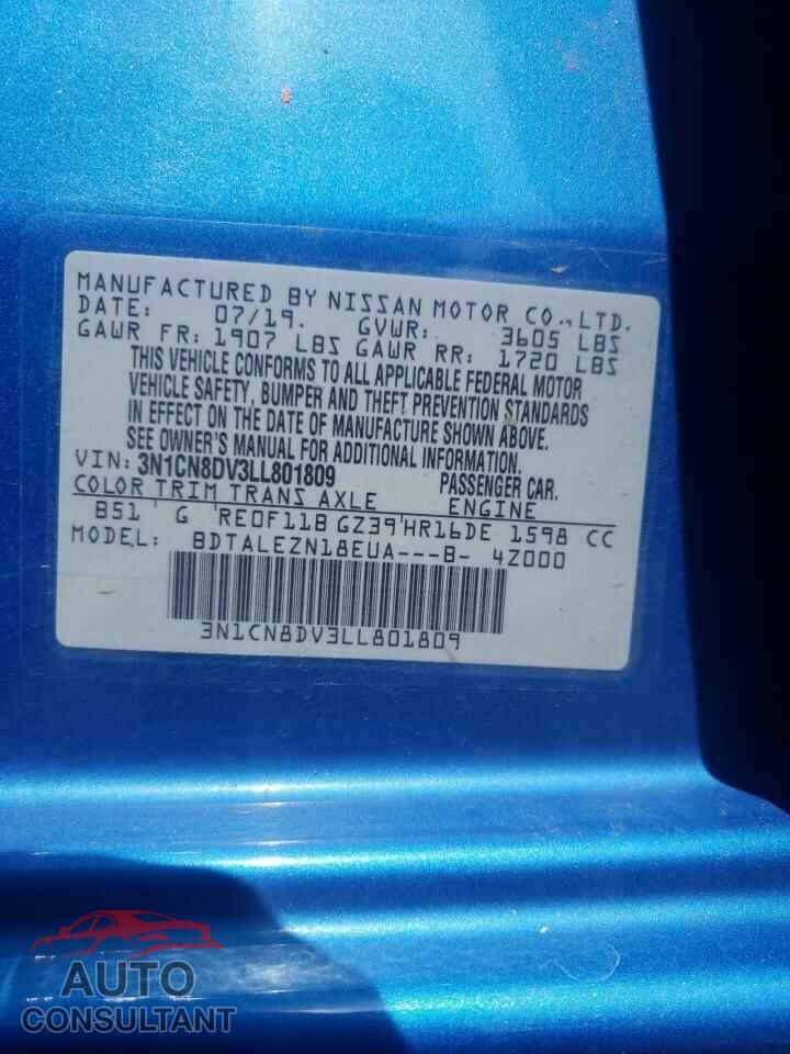 NISSAN VERSA 2020 - 3N1CN8DV3LL801809