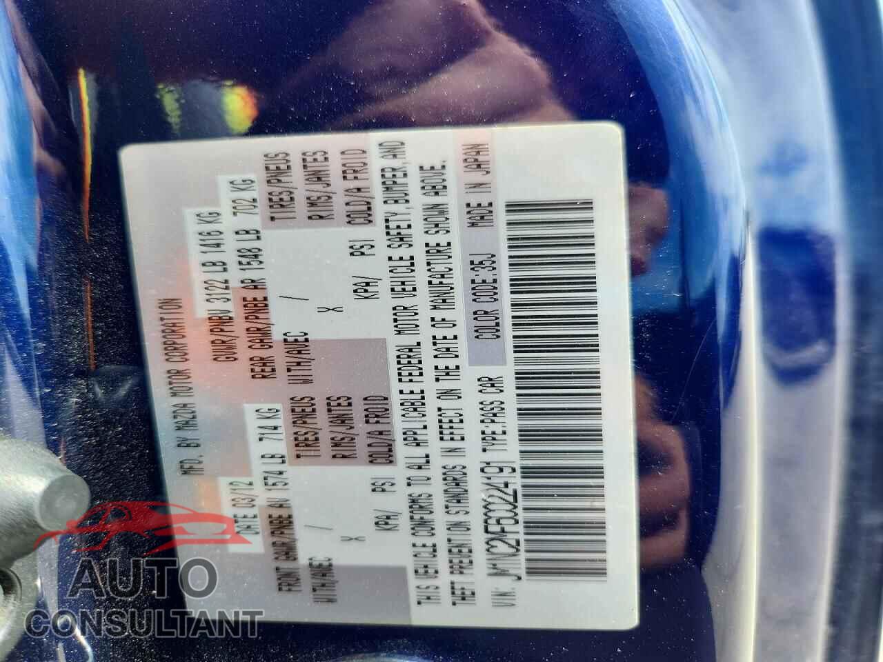 MAZDA MX5 2012 - JM1NC2MF6C0224191