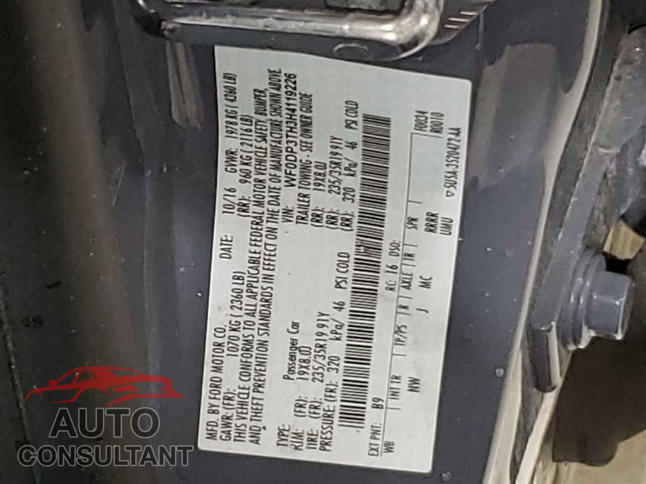 FORD FOCUS 2017 - WF0DP3TH3H4119226