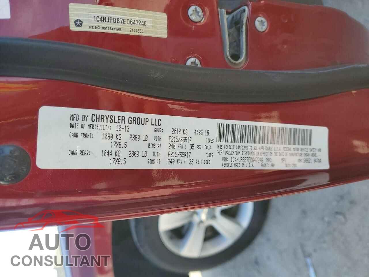 JEEP PATRIOT 2014 - 1C4NJPBB7ED647246