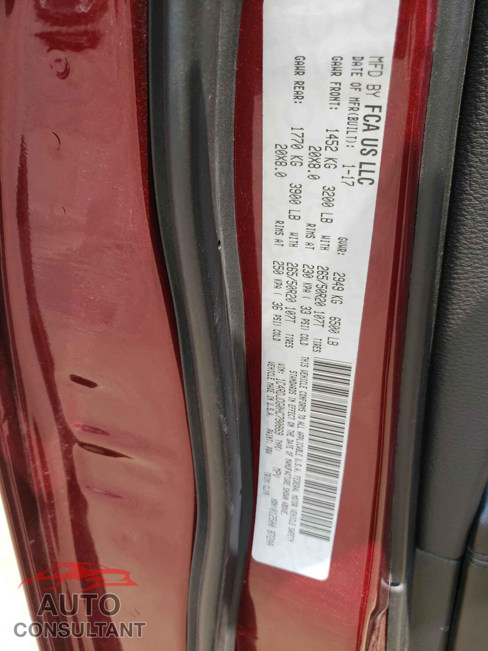 DODGE DURANGO 2017 - 1C4RDJDG0HC790869
