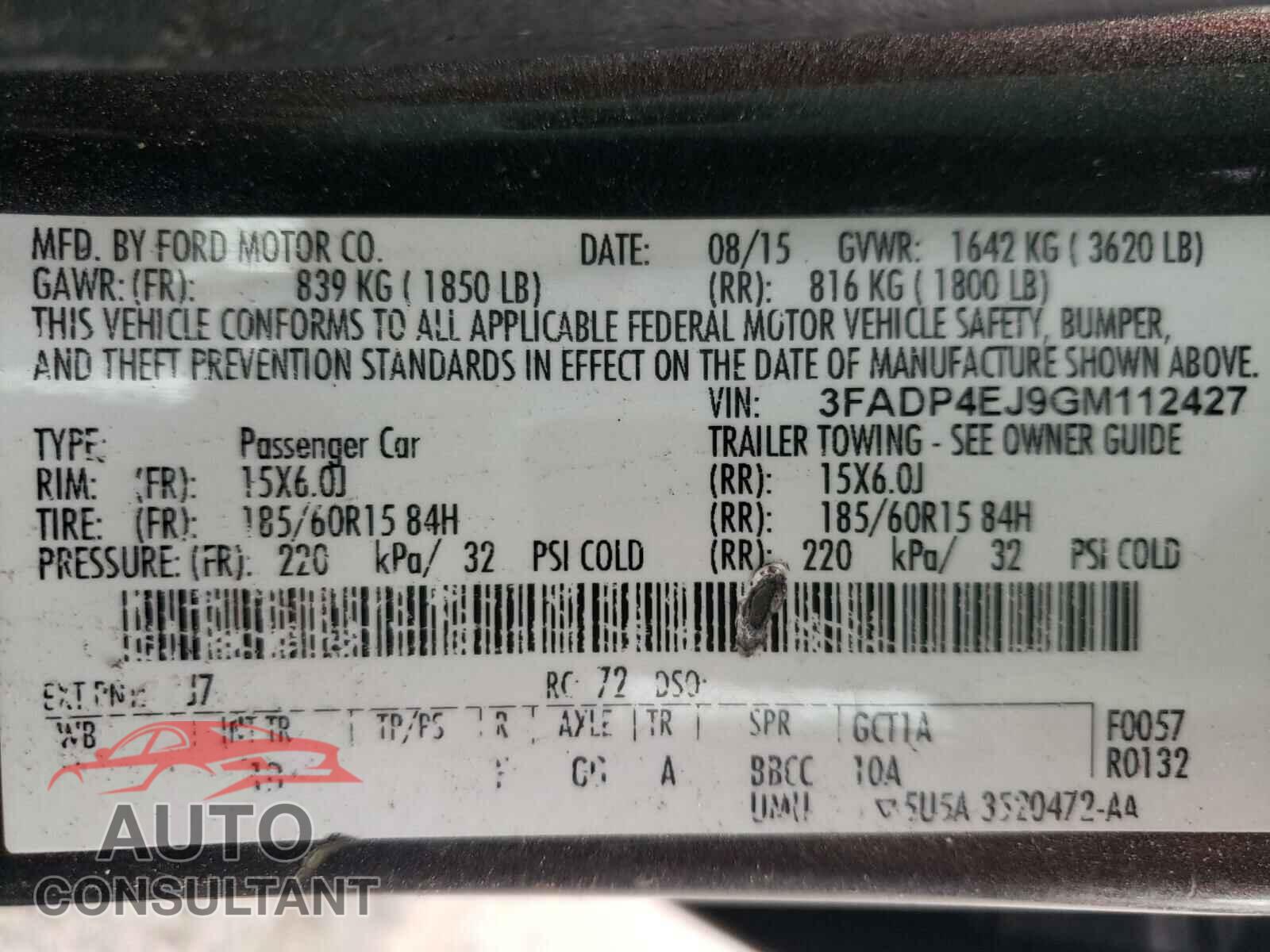 FORD FIESTA 2016 - 3FADP4EJ9GM112427