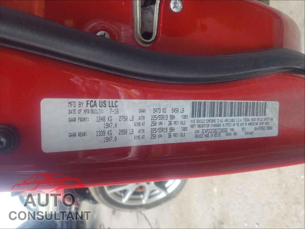 DODGE JOURNEY 2016 - 3C4PDCEG8GT238332