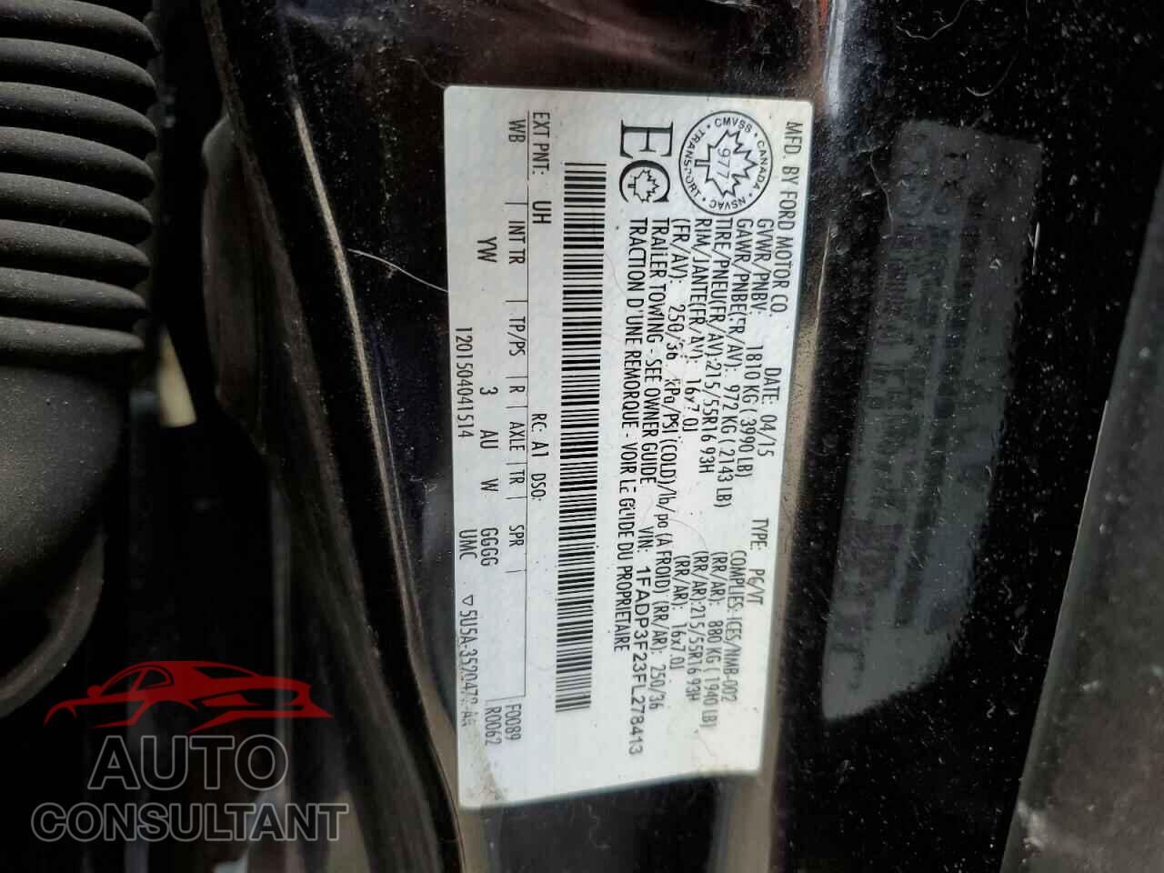 FORD FOCUS 2015 - 1FADP3F23FL278413