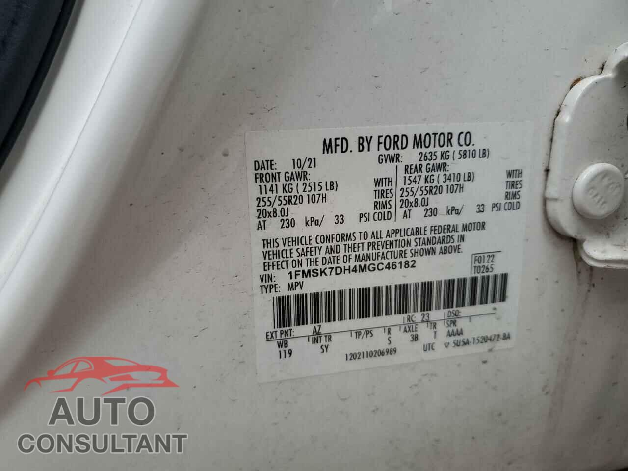 FORD EXPLORER 2021 - 1FMSK7DH4MGC46182