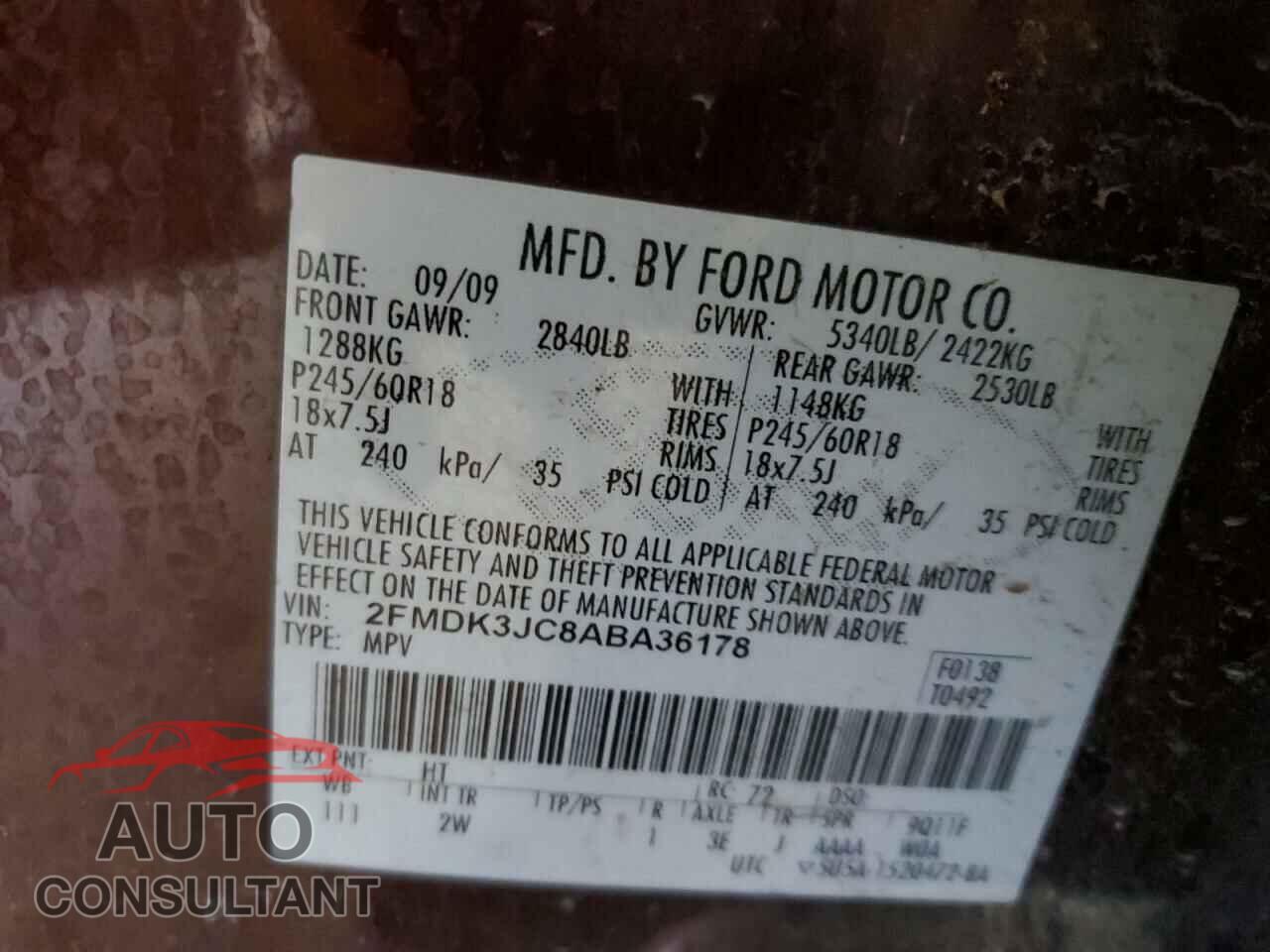 FORD EDGE 2010 - 2FMDK3JC8ABA36178