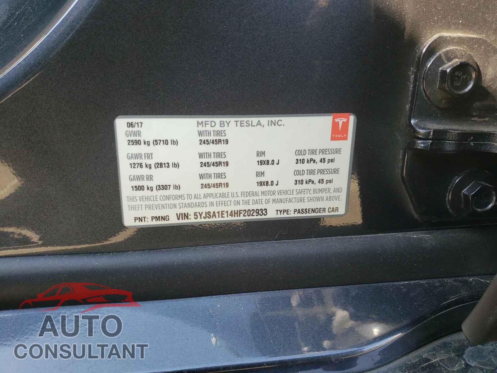 TESLA MODEL S 2017 - 5YJSA1E14HF202933