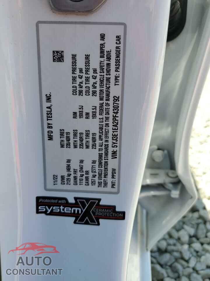 TESLA MODEL 3 2023 - 5YJ3E1EA2PF430792