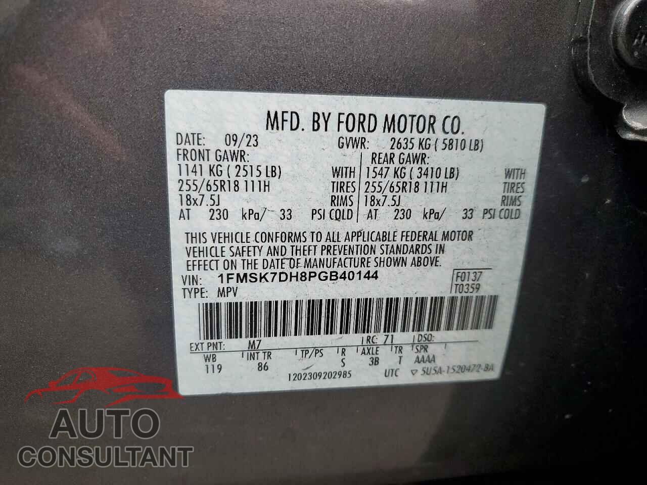 FORD EXPLORER 2023 - 1FMSK7DH8PGB40144