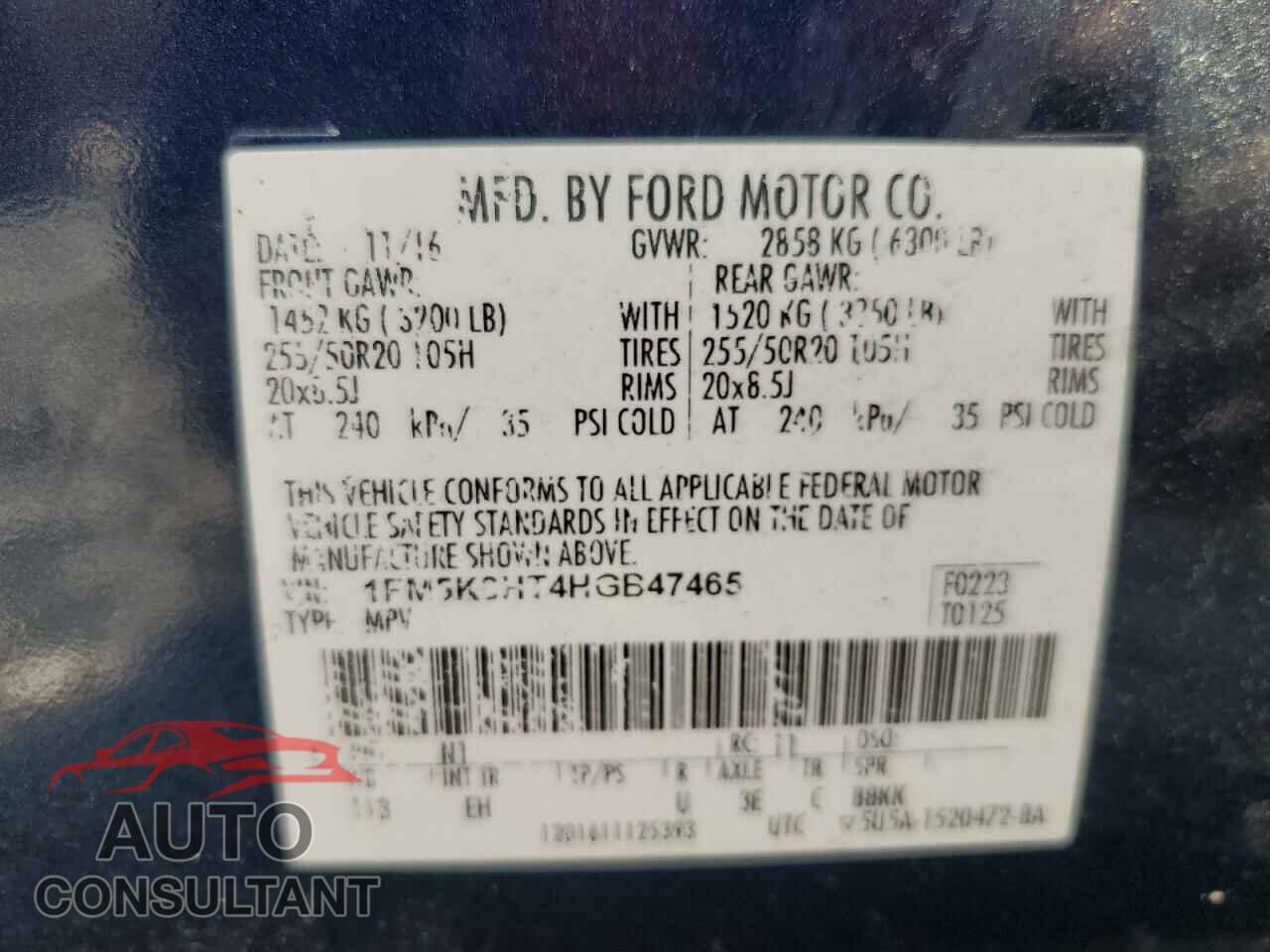 FORD EXPLORER 2017 - 1FM5K8HT4HGB47465