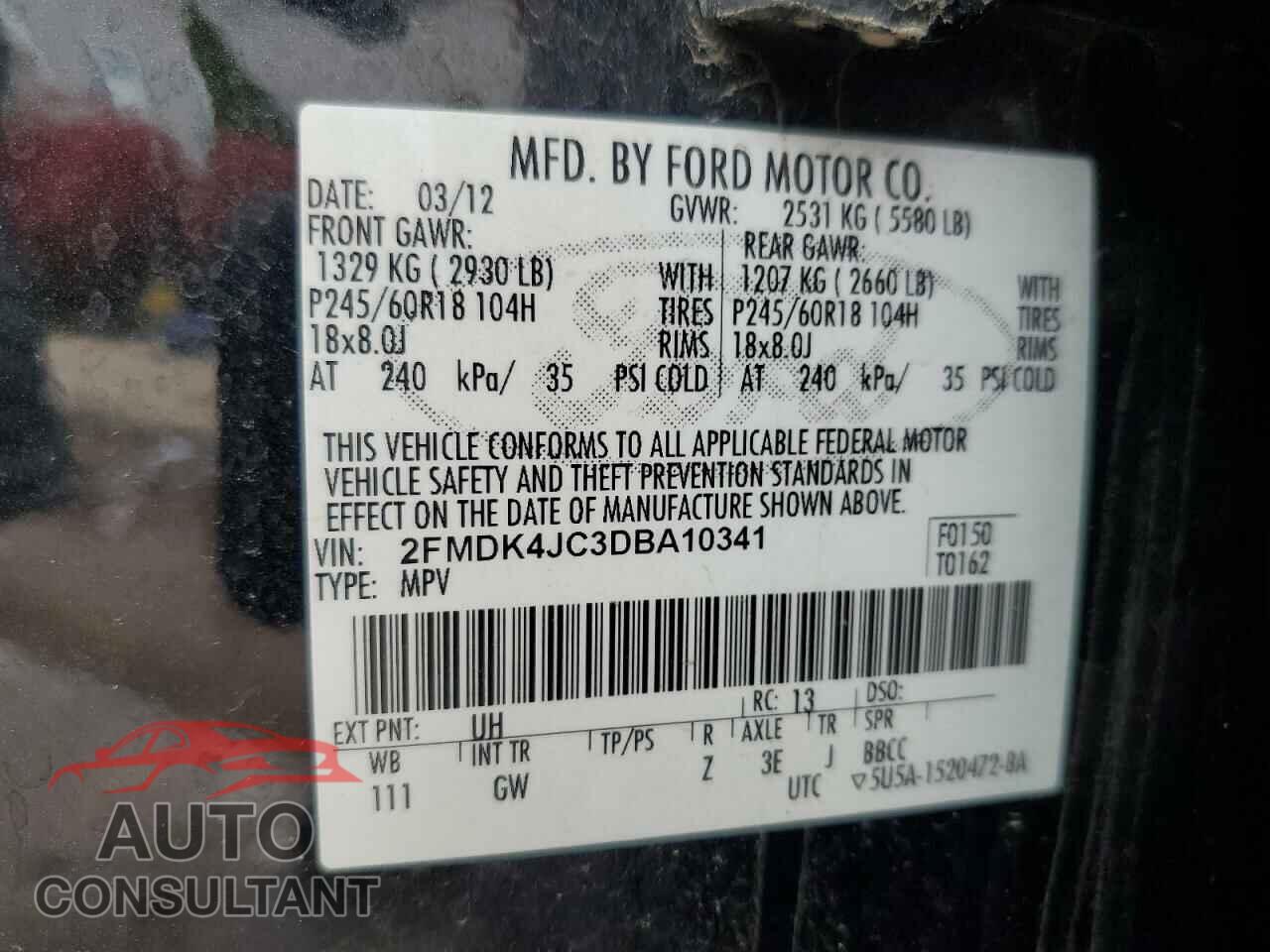 FORD EDGE 2013 - 2FMDK4JC3DBA10341