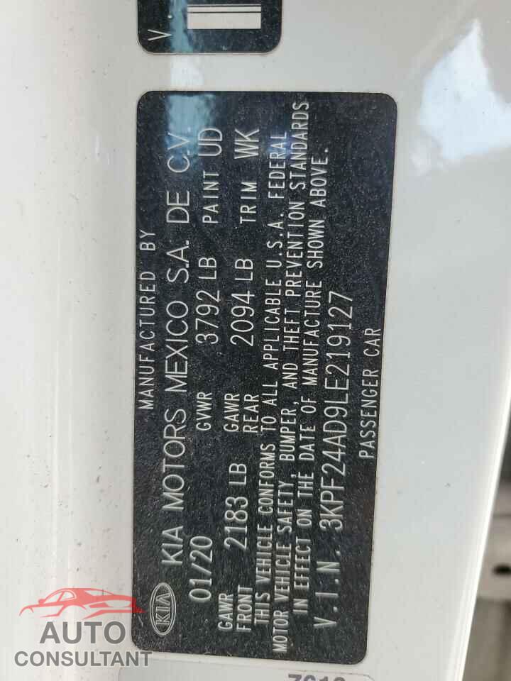 KIA FORTE 2020 - 3KPF24AD9LE219127