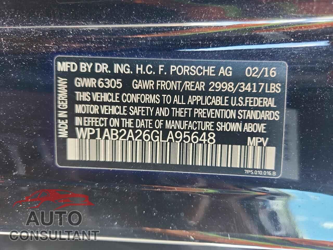 PORSCHE CAYENNE 2016 - WP1AB2A26GLA95648