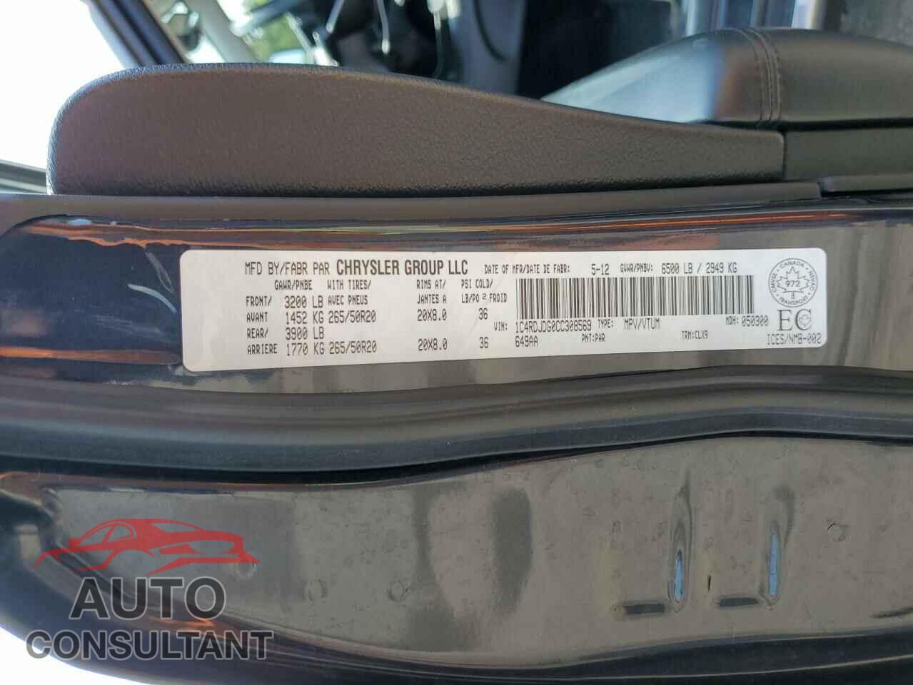 DODGE DURANGO 2012 - 1C4RDJDG0CC308569