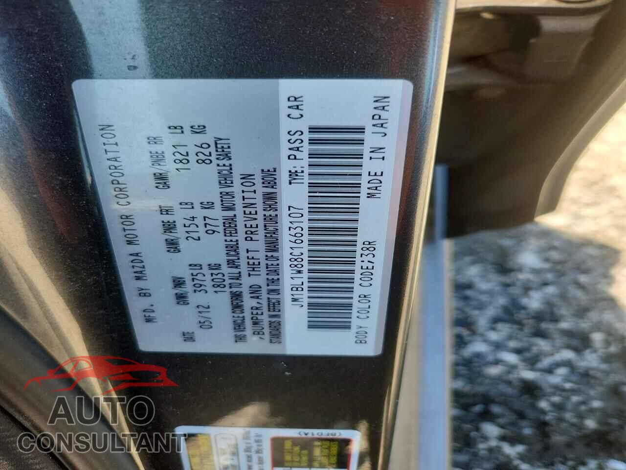 MAZDA 3 2012 - JM1BL1W88C1663107